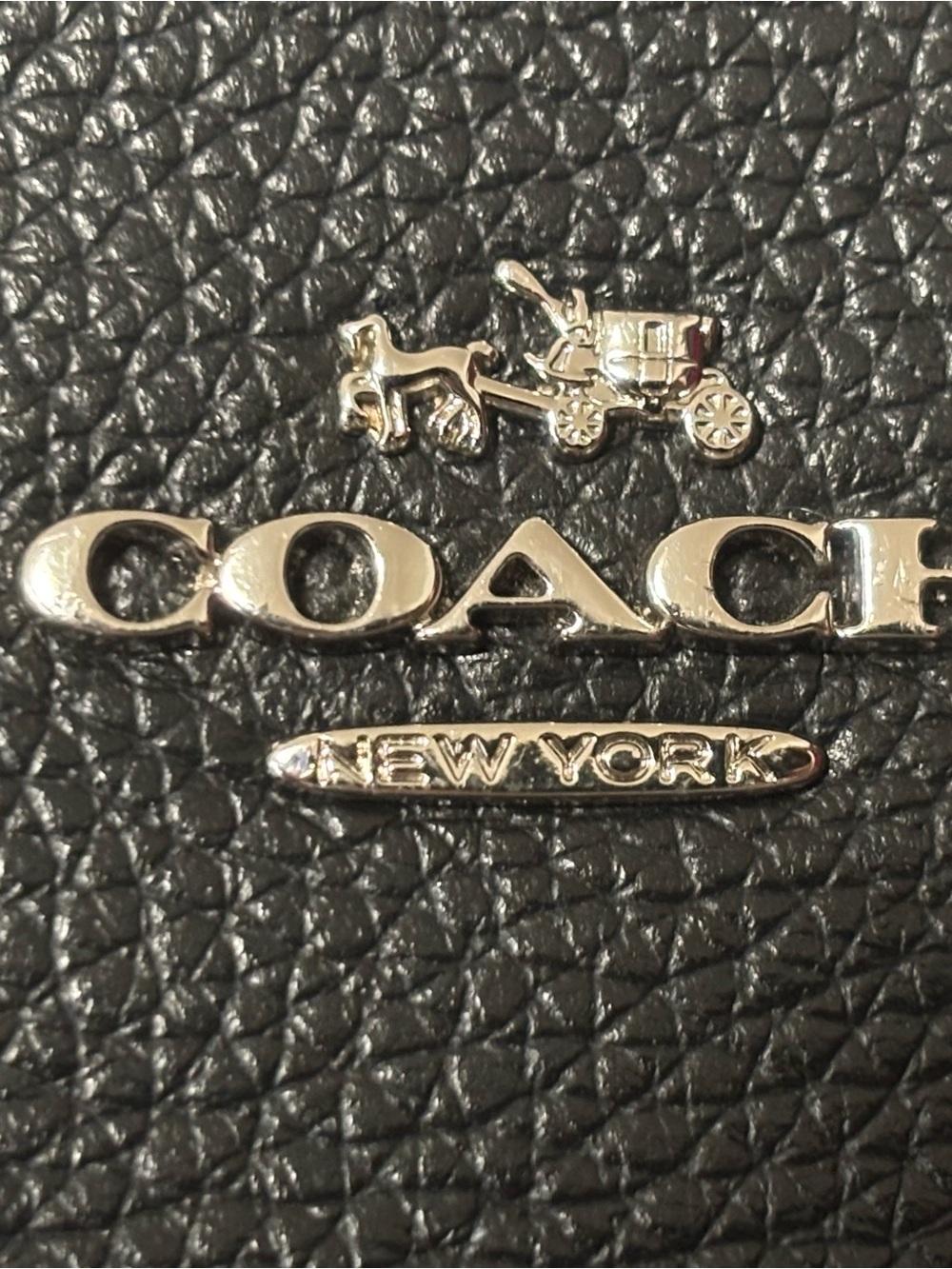 Coach Black Pebbled Leather Shearling-Trim Wristlet - Picture 11 of 11